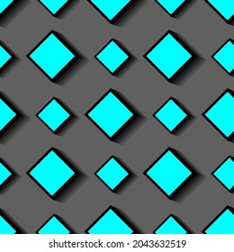 Blue squares with shadow on a gray background, 3d texture for design, wallpaper for home, seamless pattern, vector illustration