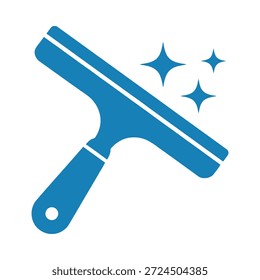 Blue squeegee with sparkles for cleaning windows and surfaces