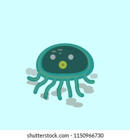 Blue Squid cartoon.
