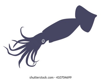 Blue squid isolated on a white background. Vector Illustration