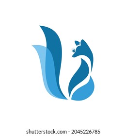 icono del logotipo abstracto de la ardilla azul concepto plano diseño gráfico vectorial