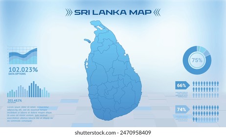 Blue Sri Lanka Map with States, Political Sri Lanka infographic map vector illustration