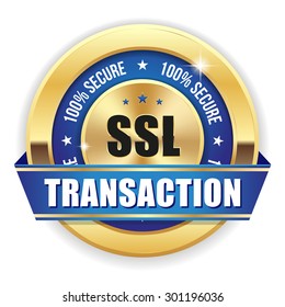 Blue Ssl Secure Transaction Badge Gold Stock Vector (Royalty Free ...