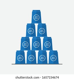 Blue Stack Cups Spiel Vektorillustration flaches Design.