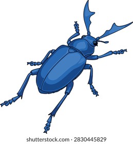 Blue Stag Beetle Vector Illustration with Large Mandibles Isolated