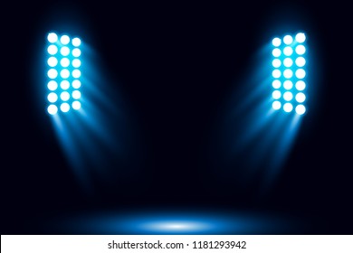 Blue stage arena lighting background with spotlight vector illustration