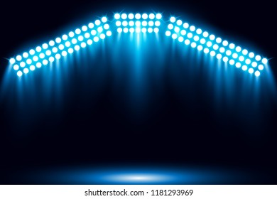 Blue stage arena lighting background with spotlight vector illustration