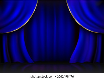 Realistic Vector Blue Stage Curtains Spot Stock Vector (Royalty Free ...