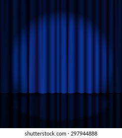 Blue Stage Curtain With Light Spot