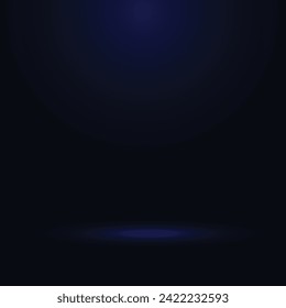Blue stage light background.  Dim lighting with spotlights. EPS 10 vector illustration.