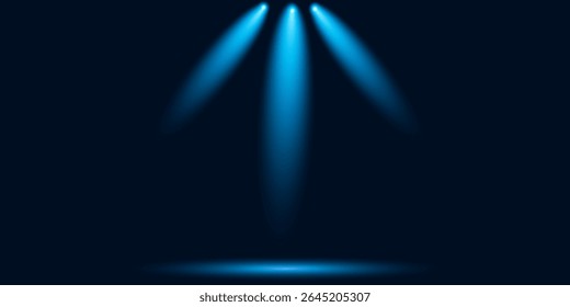 Blue stage lights on a dark background. Vector