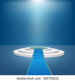 Blue stage podium for award ceremony. Vector illustration eps 10