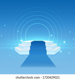 Escenario azul con puntos brillantes