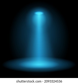 vector de foco de escena azul sobre fondo negro