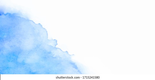 Blue stain on white background, hand painted abstract watercolor texture, vector illustration