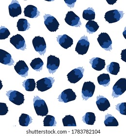 Blue Stain Vector Seamless Pattern. Brush Brushstroke Print. Indigo Drawn Stripe Wallpaper.