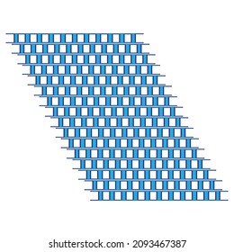 Blue staircase made of bricks sign. Thin lines