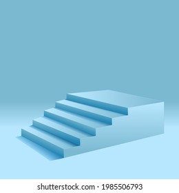 Blue stairs with background, Minimal Background, Podium. 3D rendering Steps up.