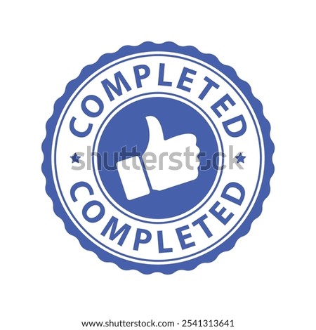 blue stamp completed grunge texture vector design isolated white background