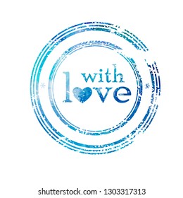 blue Stamp with love. Vector