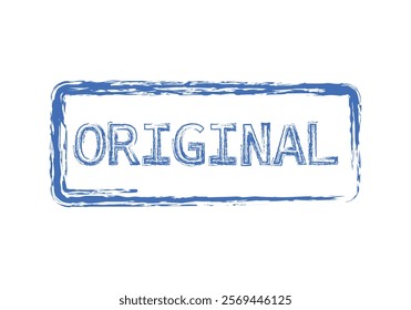 Blue stamp with original word on white background