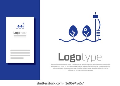 Blue Standalone sensor and plant icon isolated on white background. Logo design template element. Vector Illustration