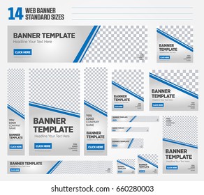 Blue Standard Size Web Banner Set