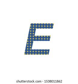 Blue Star Abstract Letter E logo icon vector design concept.