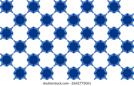 blue star with border hexagons pattern, Abstract Seamless geometric pattern with blue stars background, blue diamond dot, repeat star pattern design for fabric printing, star patter checkerboard, net