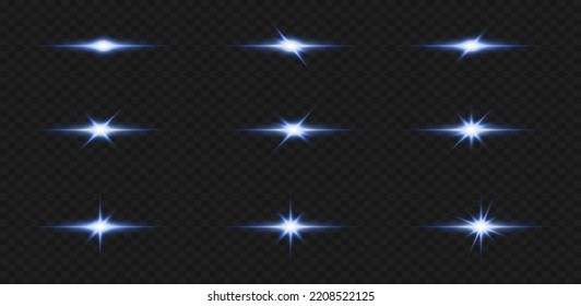 Blue star, bright particles, burning blue lights, stars, lasers, blue flash.