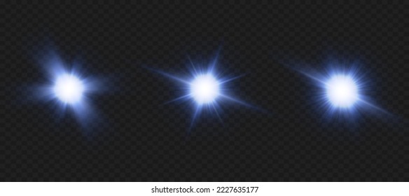 Blue star, bright particles, burning blue lights, stars, lasers, blue flash.