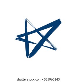 Blue Star Brush Line Logo Template Illustration Design Illustration Design. Vector EPS 10.