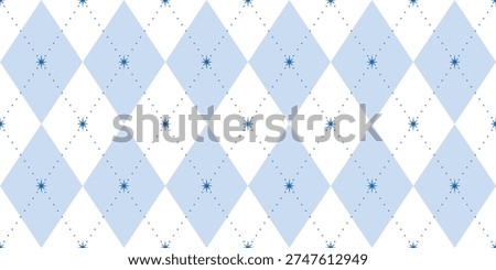 Blue star cute argyle plaid retro modern geometric diamond rhombus harlequin seamless vector pattern background