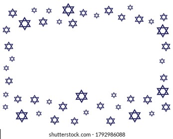 Blue Star of David Frame on White background