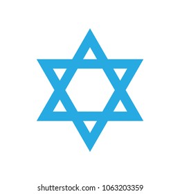 Blue star of David icon isolated on white, Israeli star logo for Israel 70 anniversary, Independence Day, festive greeting poster design, Jewish Holiday