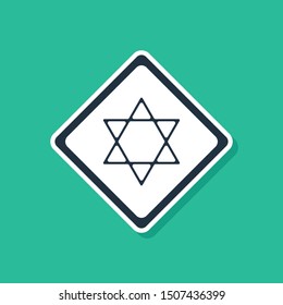 Blue Star of David icon isolated on green background. Jewish religion symbol. Symbol of Israel.  Vector Illustration
