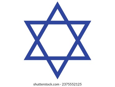 Blue star of david icon on white background.