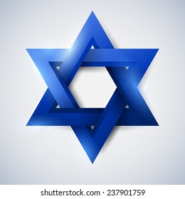 Blue star of David, Magen David, vector religious symbol