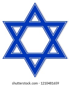 Blue Star of David on a isolated white background