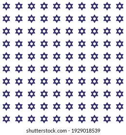Blue star of David seamless pattern on White background