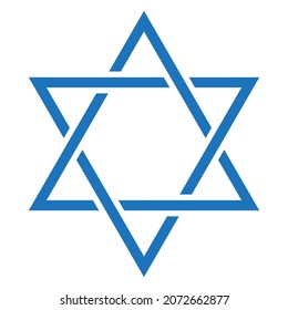 Blue star of david. The sign of the Jews. The symbol of the Israeli people. Vector illustration. Stock image.