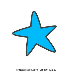 Estrela azul em um estilo doodle isolado no fundo branco.