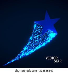 Blue star with dust tail. Vector illustration. Eps 10