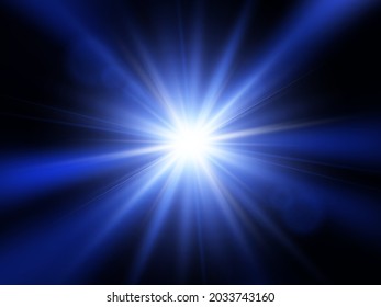Blue star. Blue explosion background with rays. Vector absrtact illustration