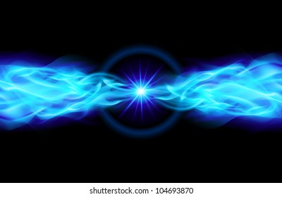 Blue Star with Flame Tail in Space