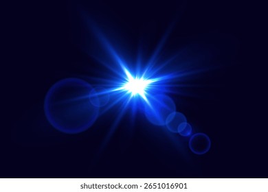 Blue star flare light effect. Vector illustration EPS10
