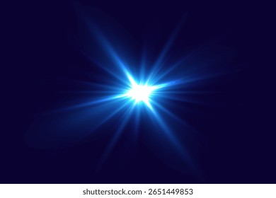 Efecto de luz de destello de estrella azul. Ilustración vectorial EPS10