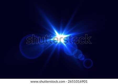 Blue star flare light effect. Vector illustration EPS10