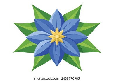 Blue star flower flat vector illustration