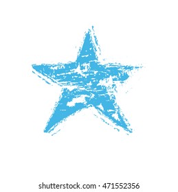 blue star grunge symbol, vector